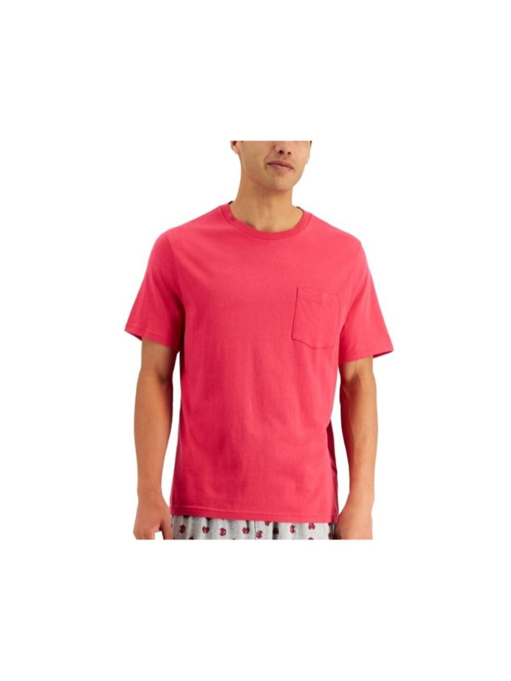 Club Room Men's Red Cotton Modal Pocket T-Shirt Crew Pajama Top Size Small